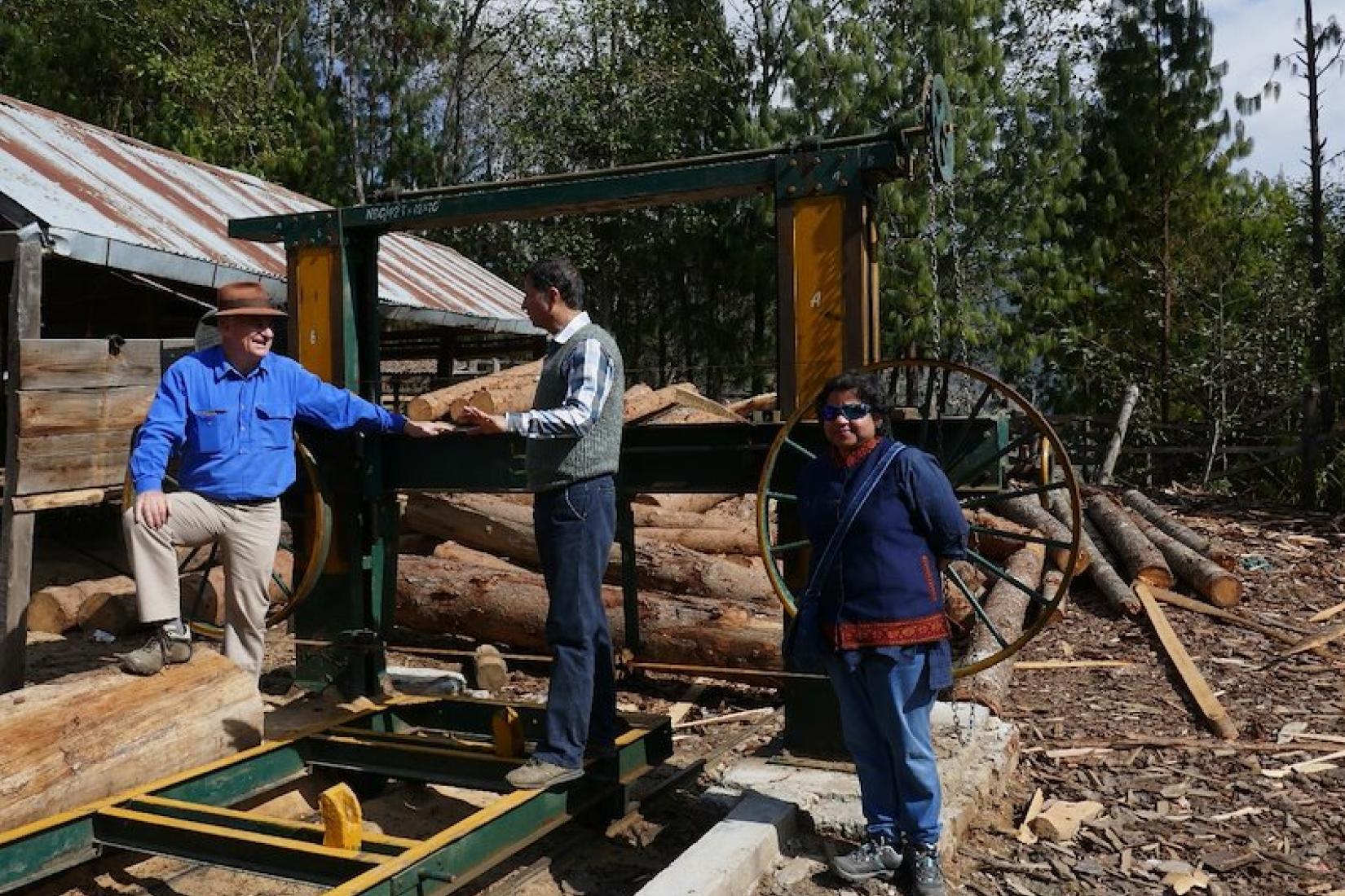 the Chaubas-Bhumlu community sawmill that was first established with the support of the Nepal-Australia Community Forestry Project and has been re-opened under the ACIAR-funded EnLiFT project.