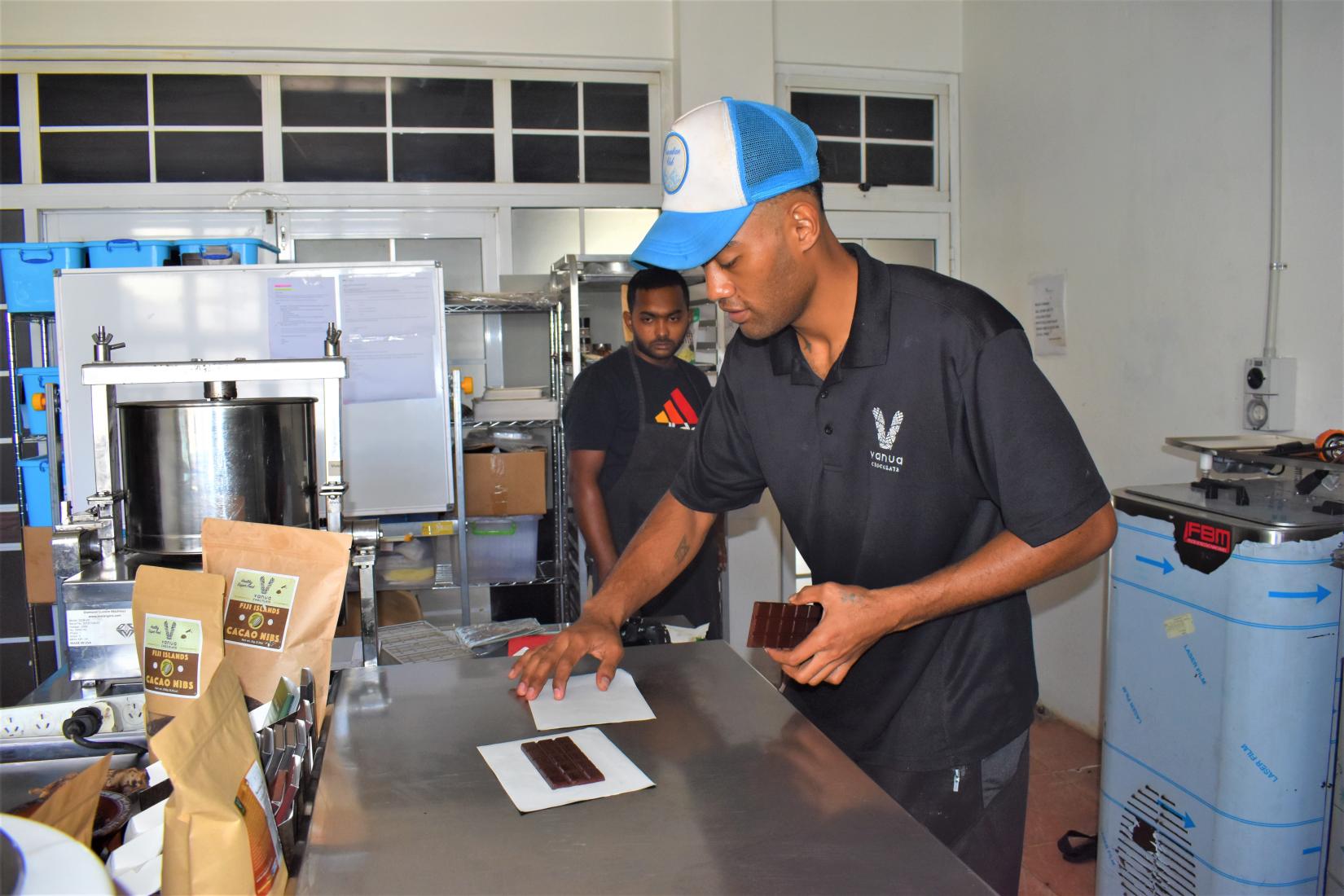 Man making chocolate