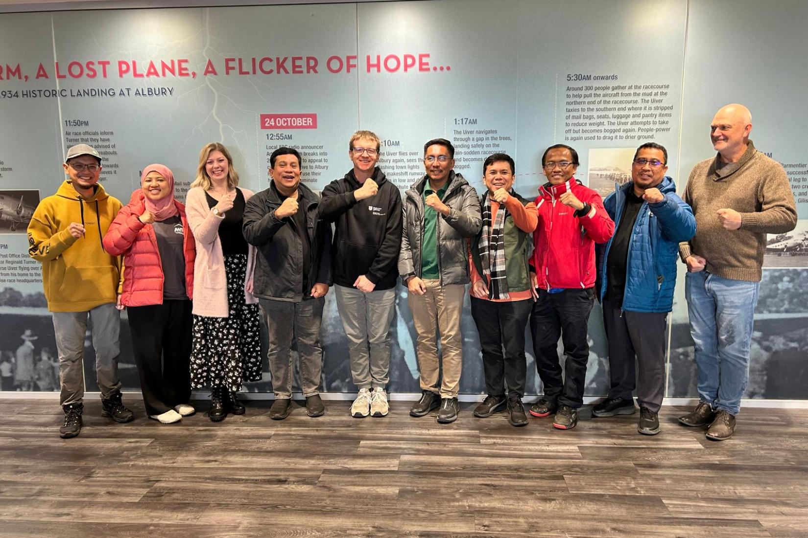 Researchers from Indonesia with the CSU team in Albury. Image: CSU