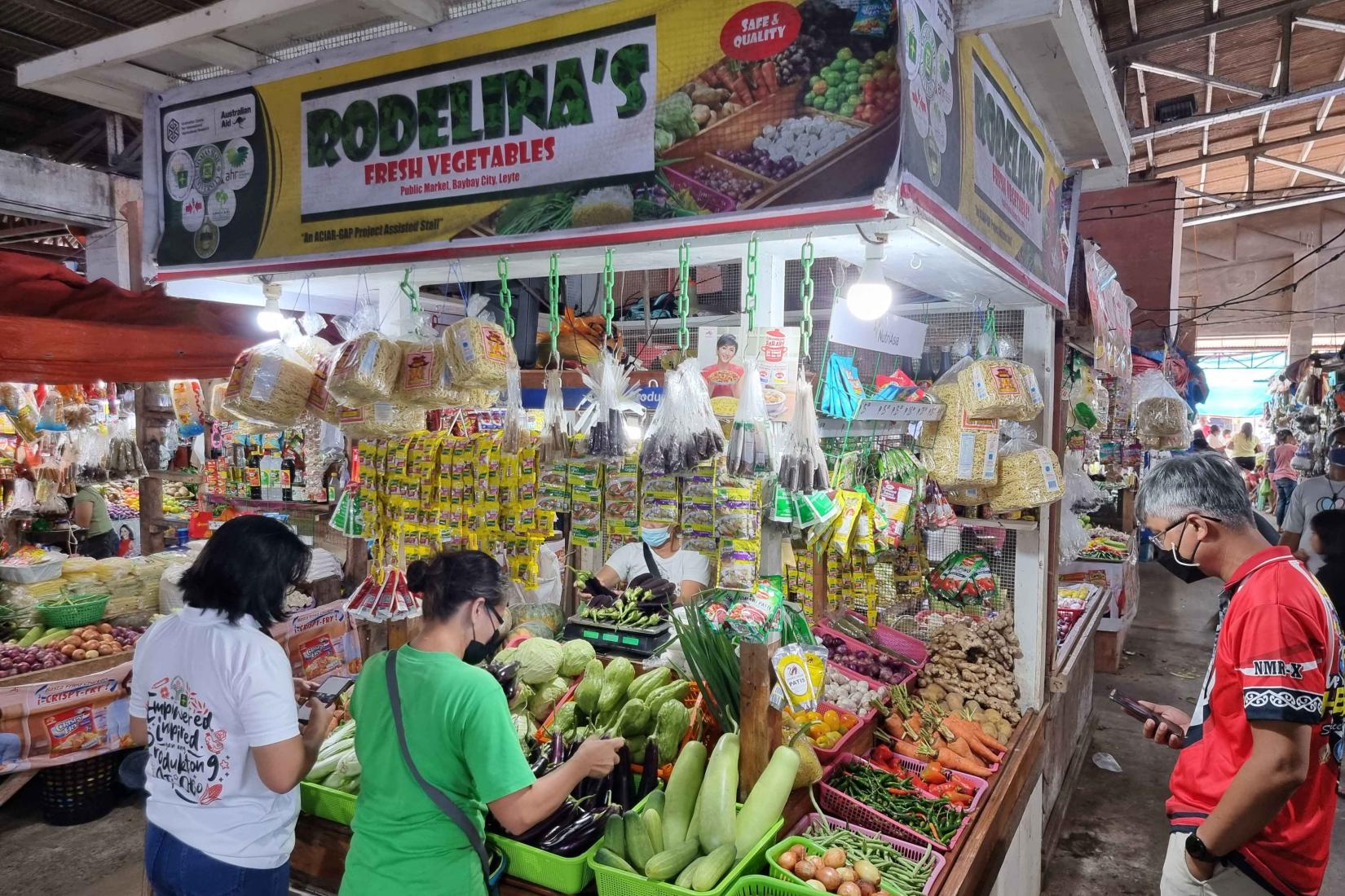 Fresh Vegetable stand selling PhilGAP certified vegetables at the Baybay markets, Leyte