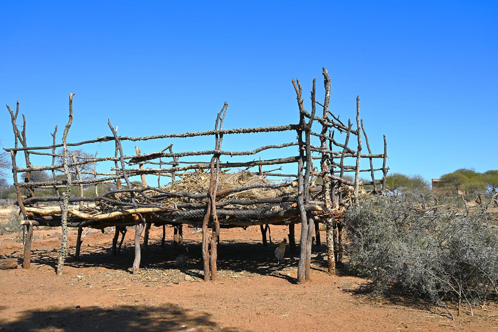Crib containing crop residues