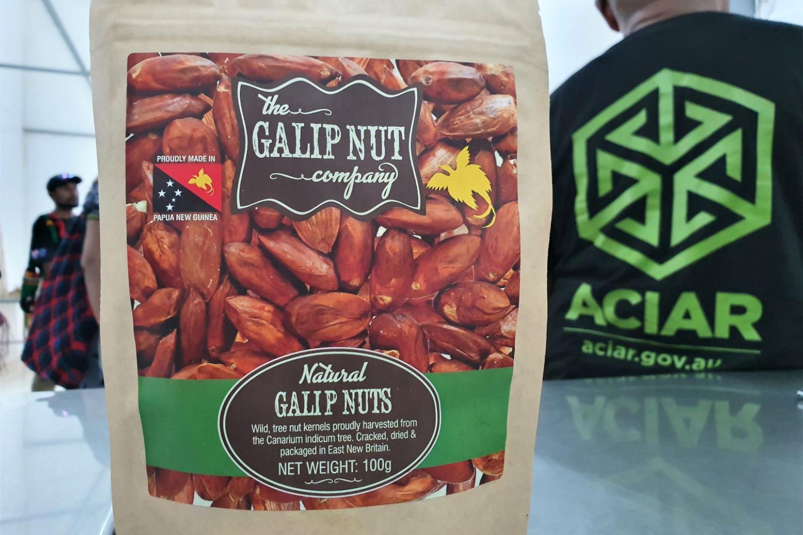 Packaged galip nuts on a table