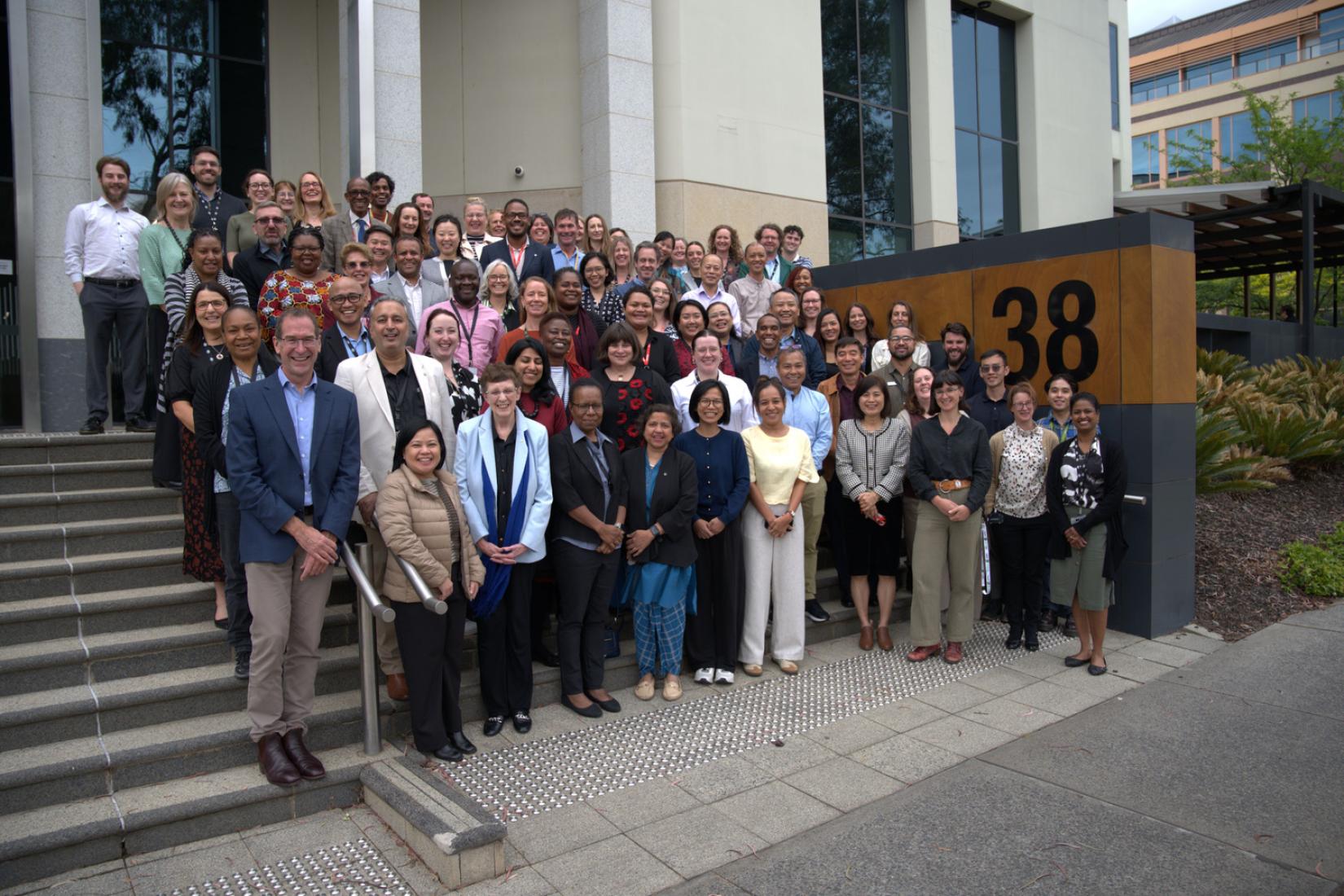 ACIAR staff gathered in front of new ACIAR building in Forrest, ACT. 
