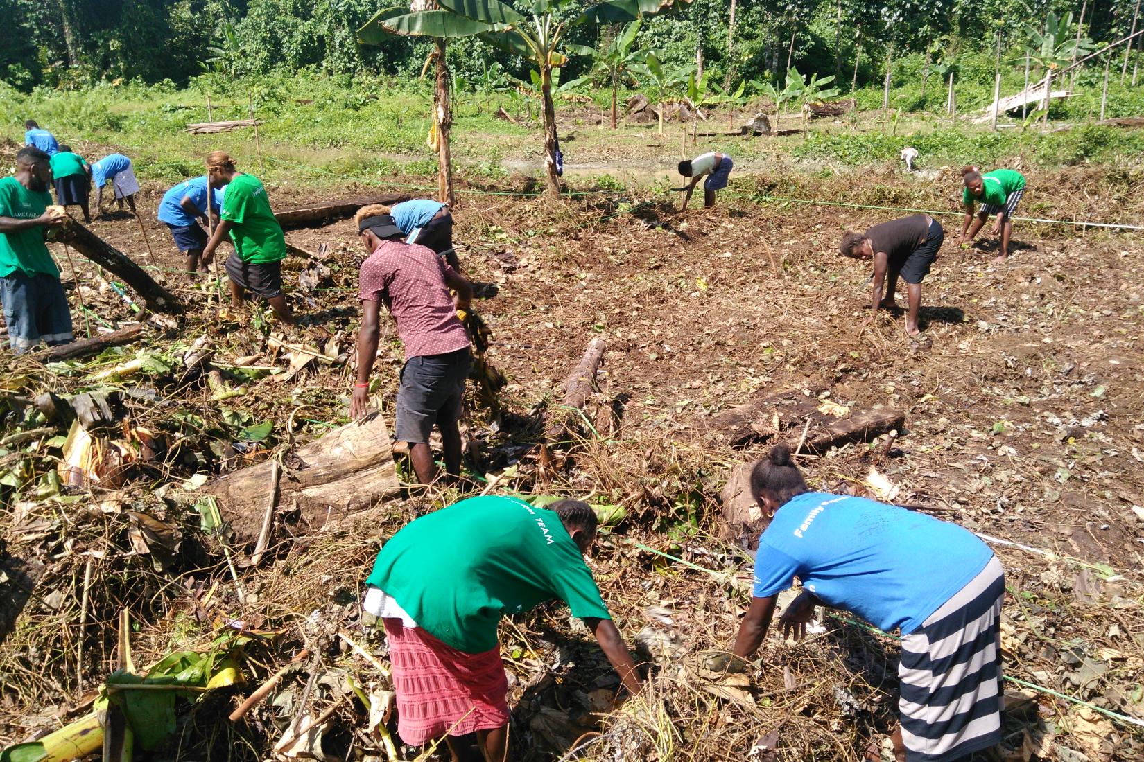 Community members in garden