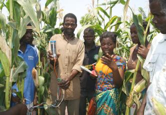 Farmers with Chameleon Soil Water Sensor 