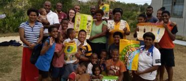 Lydia O'Meara with nutritional workshop participants in Fiji.