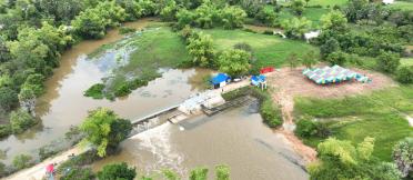 Aerial shot of the Sleng Fishway in Siem Reap, Cambodia.
