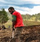 Papua New Guinea, man working on soil