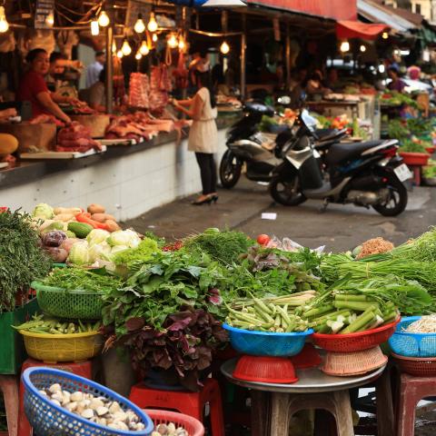 vegetables stacked for market