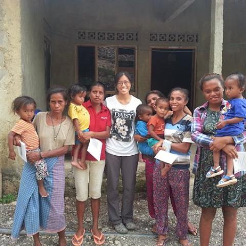 Johanna Wong and study participants in Saburai village, Maliana.