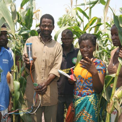 Farmers with Chameleon Soil Water Sensor 