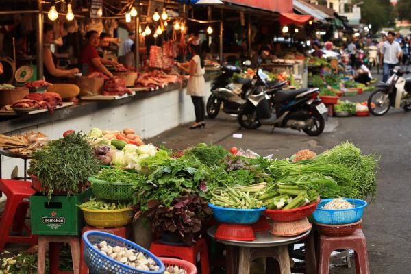 vegetables stacked for market