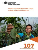 title details and a photo of a man looking closely at a fruit on a plant